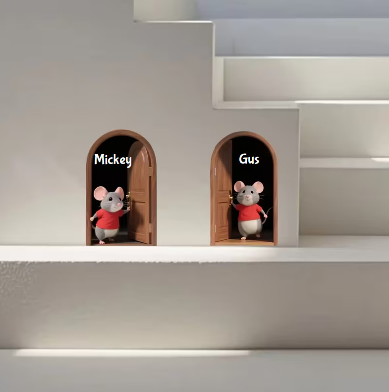 Cute Little Mouse Sticker – Mickey & Gus Removable Waterproof Matte Decal 4" x 2