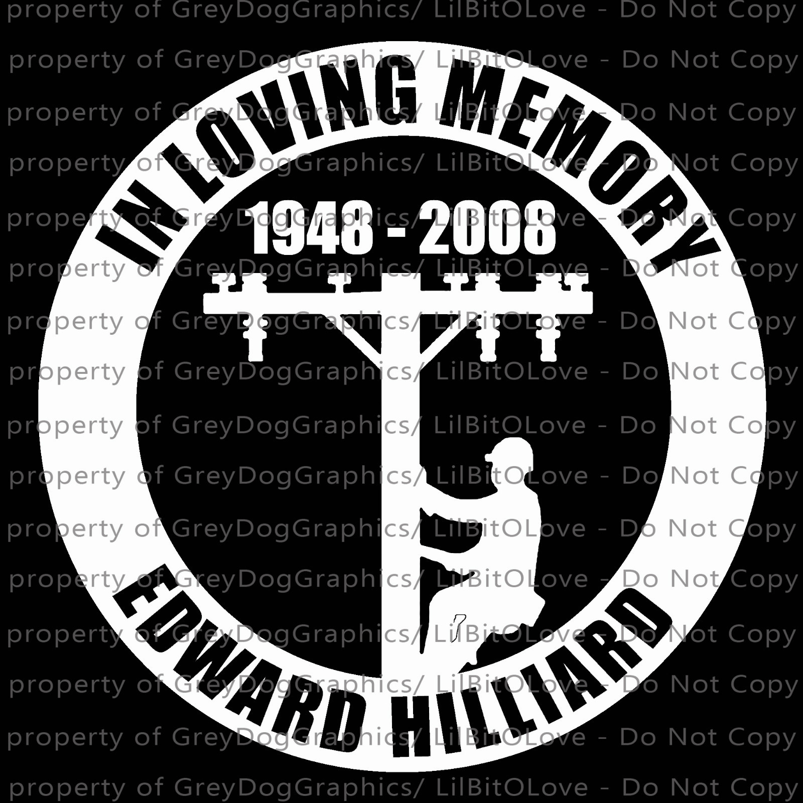 PERSONALIZED IN LOVING MEMORY VINYL DECAL LINEMAN ELECTRICAL POWER LINES STICKER