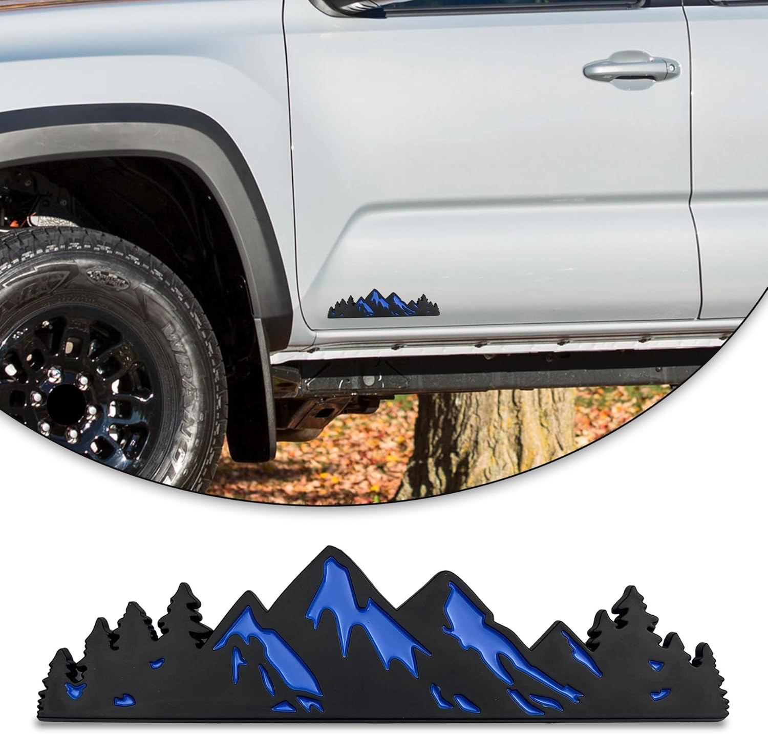 7 Inch Snow Mountain Tree Emblem, Trunk Tailgate Mountains Graphic Badge Fits fo