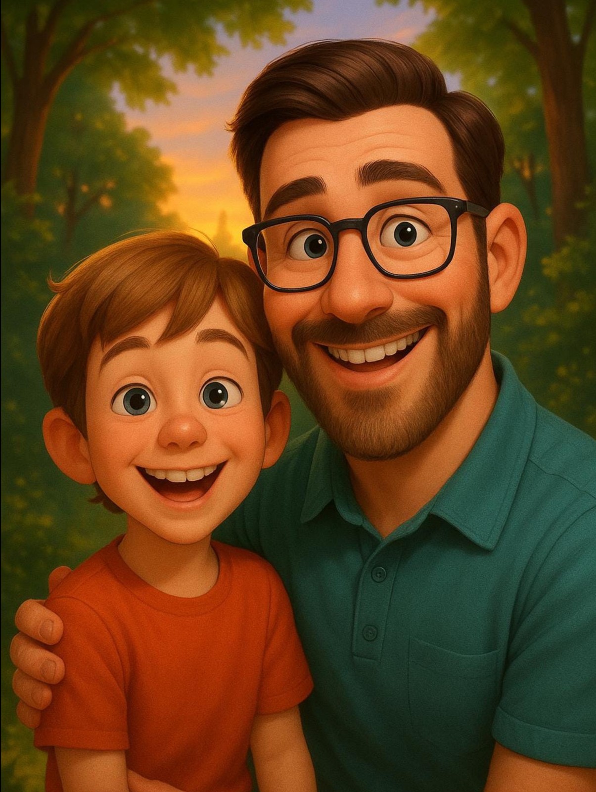 Custom Pixar Style Cartoon Portrait – Personalized Digital Art Couples family