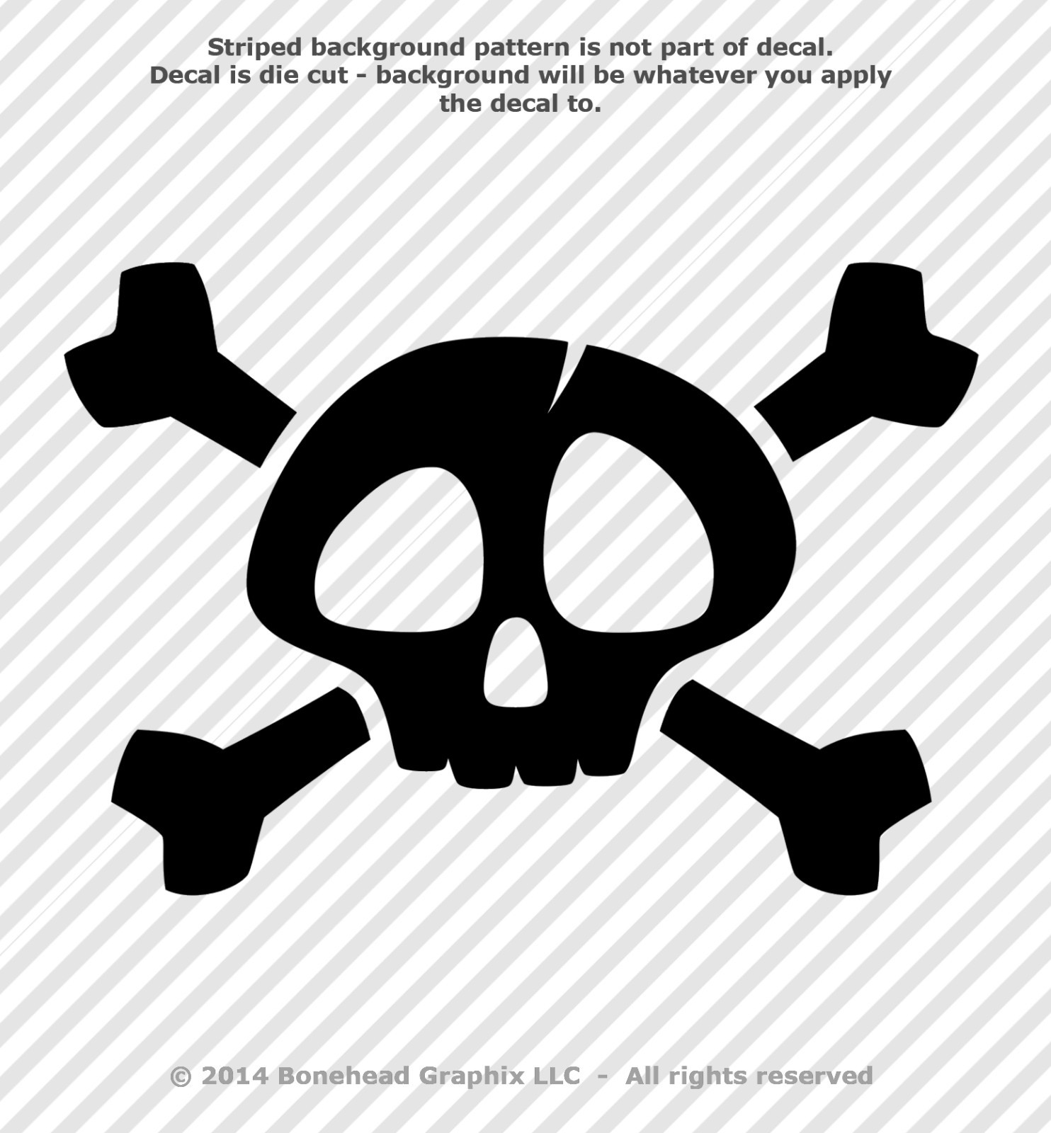 Boneheadz® Skull & Crossbones Vinyl Decals Sticker – 4 Sizes – 25 Colors