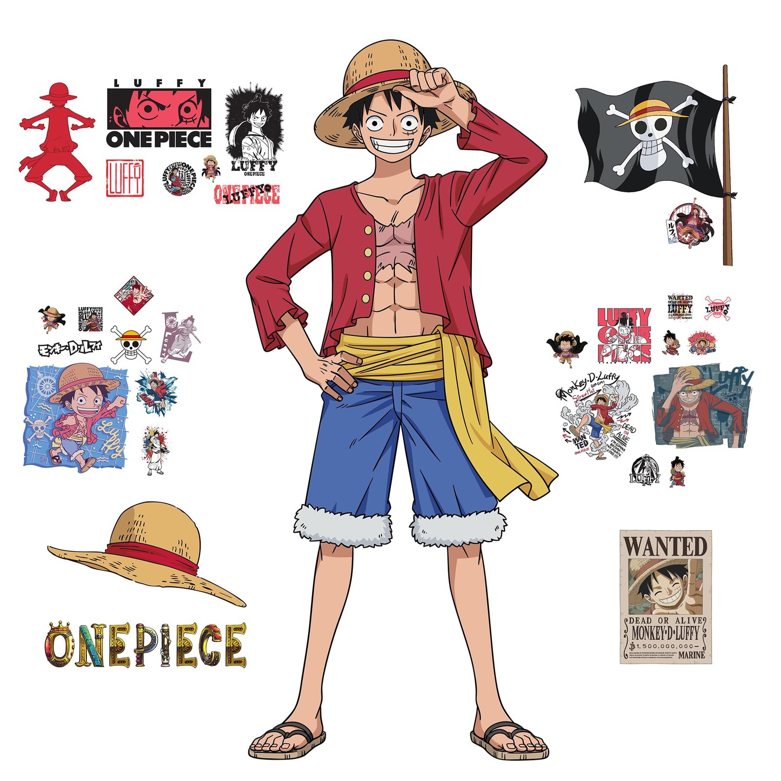 RMK5439GM Piece Luffy Wall Decal, Red