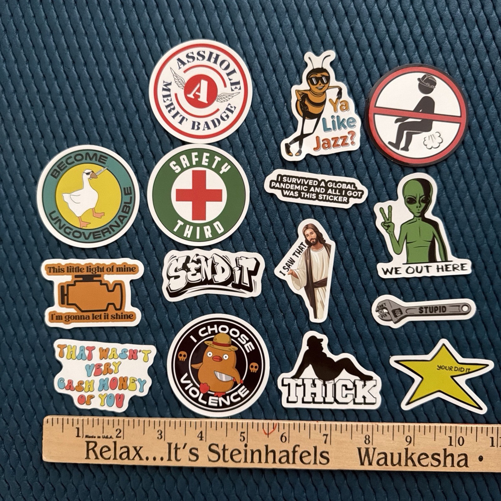 Funny and Sarcastic Glossy Printed Vinyl Stickers 15 Pieces