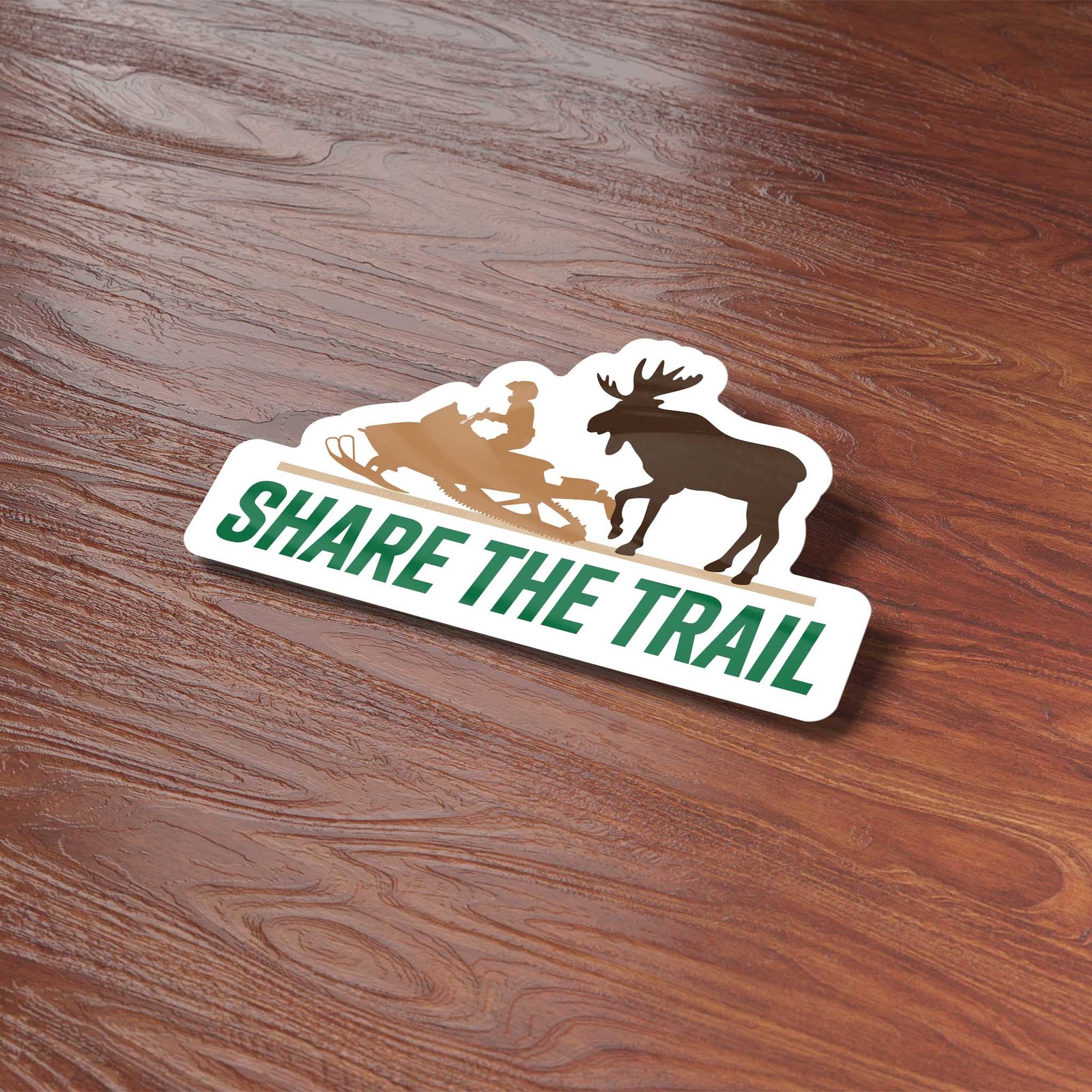 Share the Trail Moose Snowmobile Bumper Sticker- Fun Water Bottle & Laptop Decal