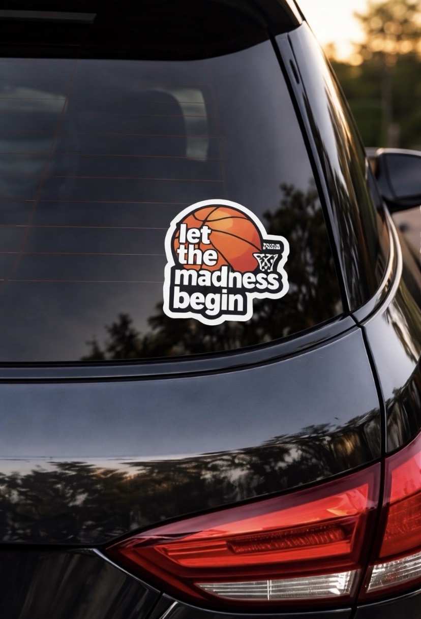 Basketball Vinyl Sticker, Modern Style, Small, Orange Black White