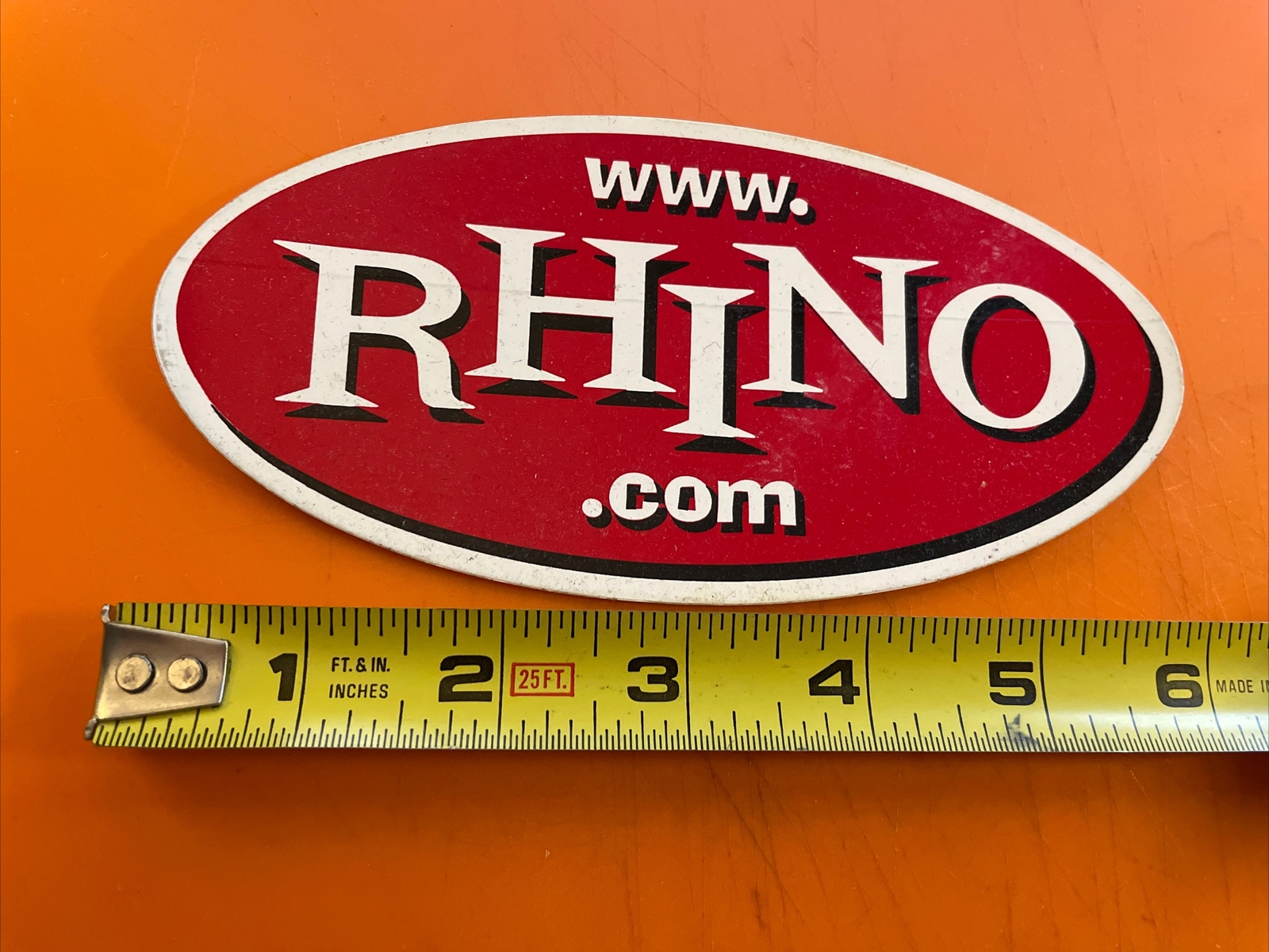 Rhino Records Self Adhesive Sticker Decal Original Oval 6" x 3" Record Label