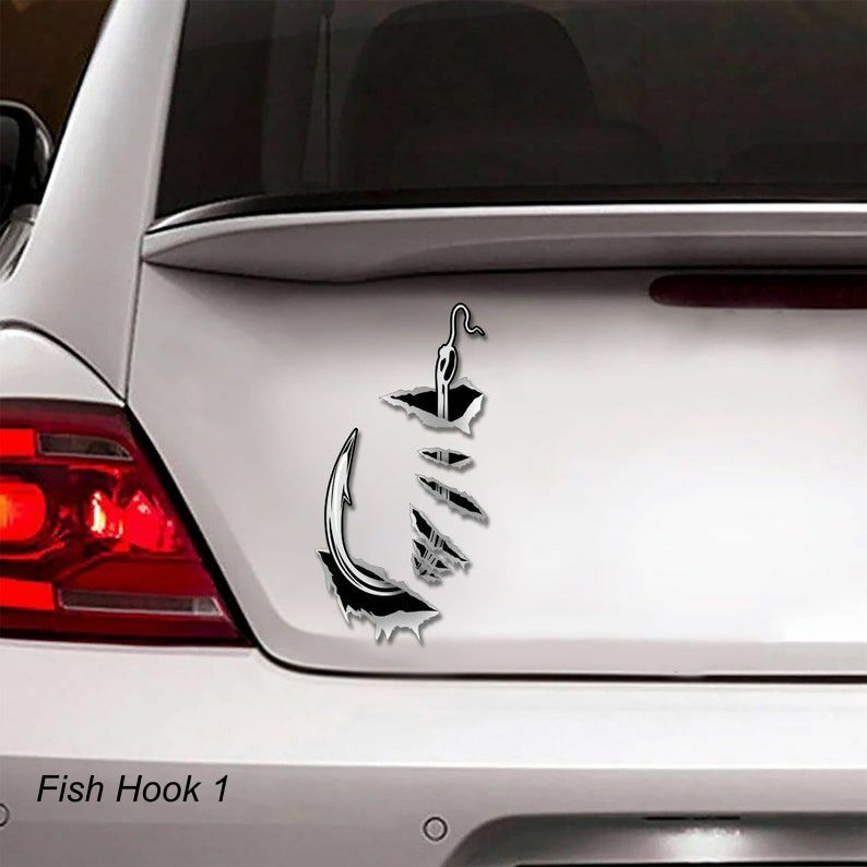 LARGE-SIZED CAR DECAL – FISH & FISHING – 8 CHOICES