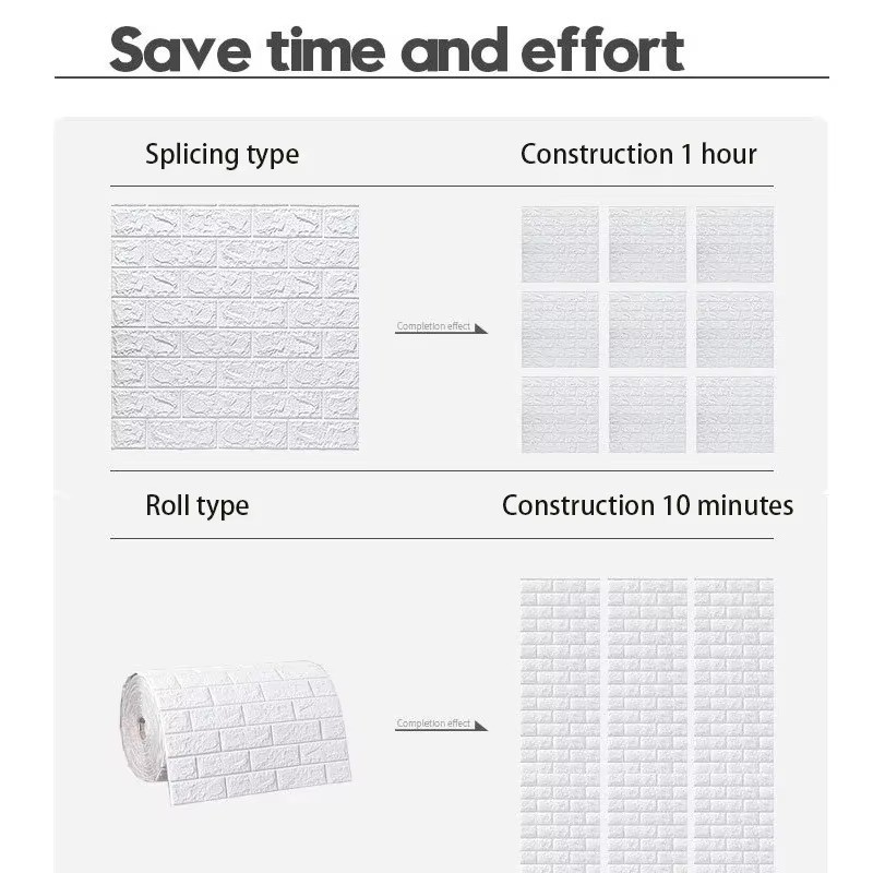 3D Foam Brick Wallpaper Self Adhesive Waterproof Wall Sticker