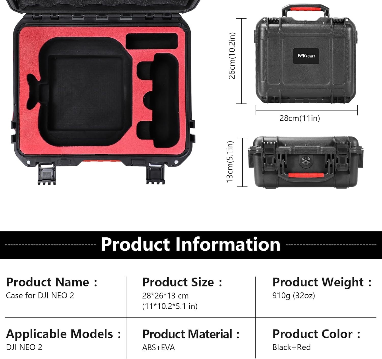 Case, Waterproof Hard Case for DJI NEO 2 Fly More Combo Accessories, Fits