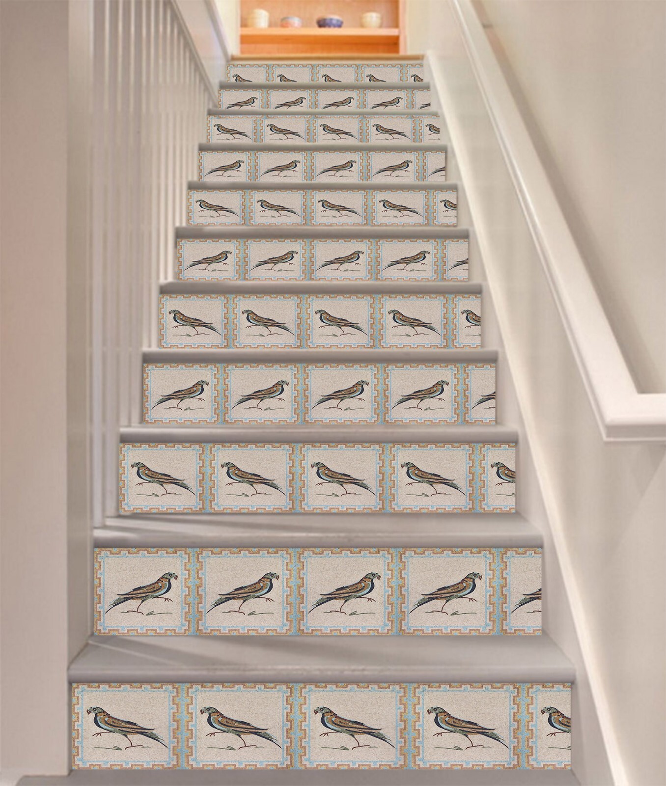 3D Retro Bird ZHU451 Stairs Risers Decoration Photo Mural Vinyl Wallpaper Amy