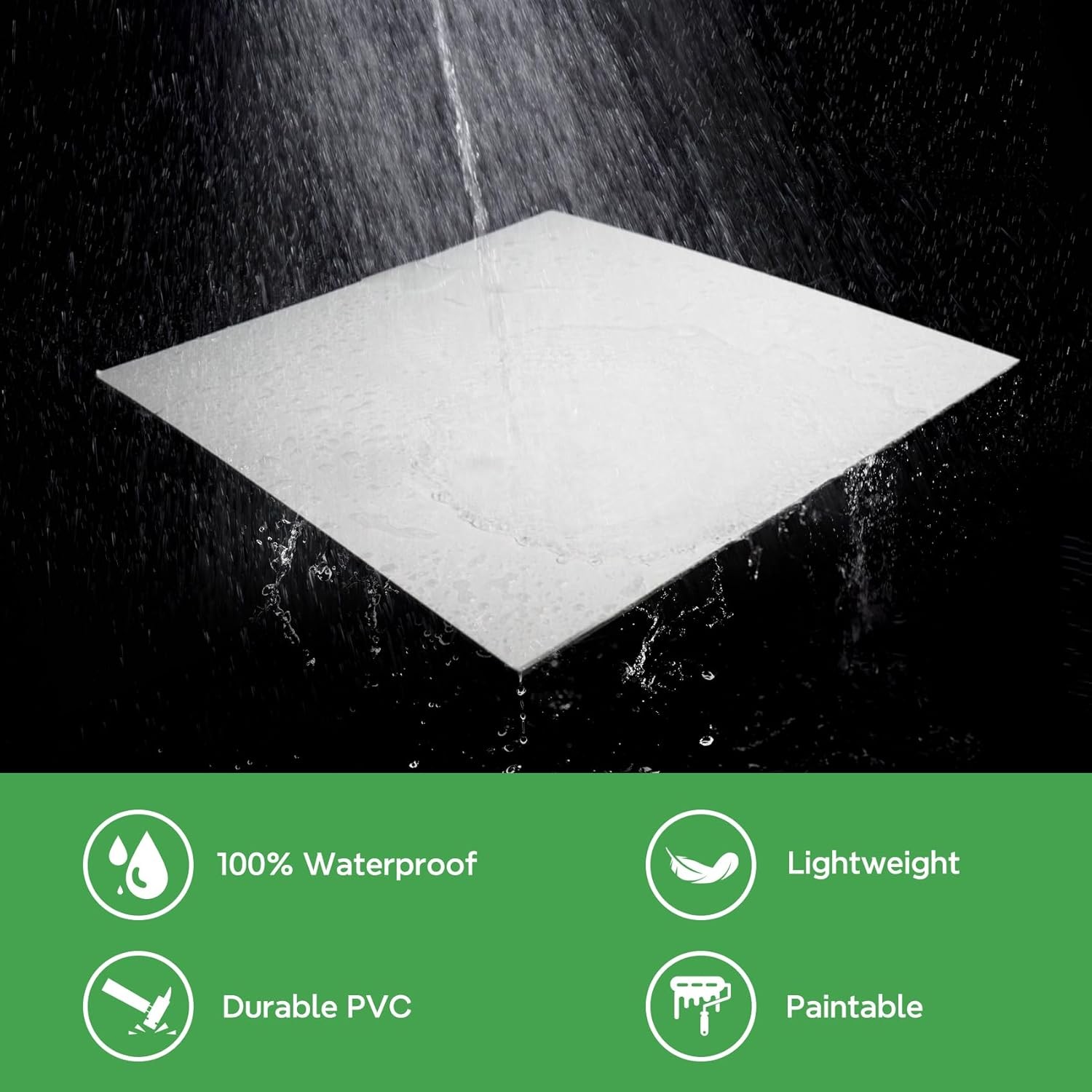 Smooth Drop Ceiling Tiles 2 x2ft, PVC Ceiling Tile 24×24" Waterproof, Fire-Rated