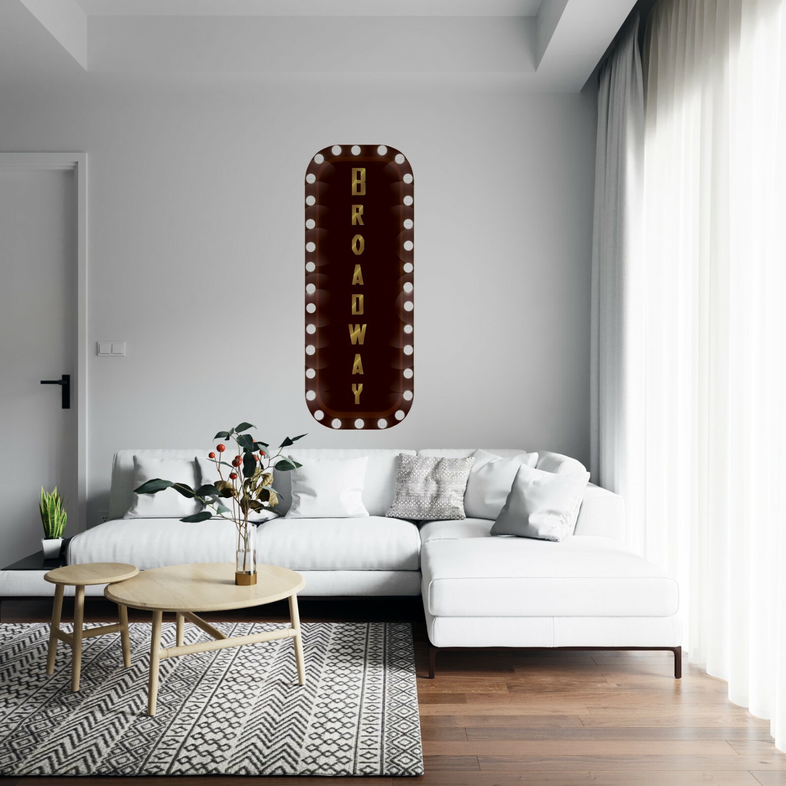 Home Living Room Vertical BROADWAY Signage Led Lights Art Vinyl Wall Decal 20×55