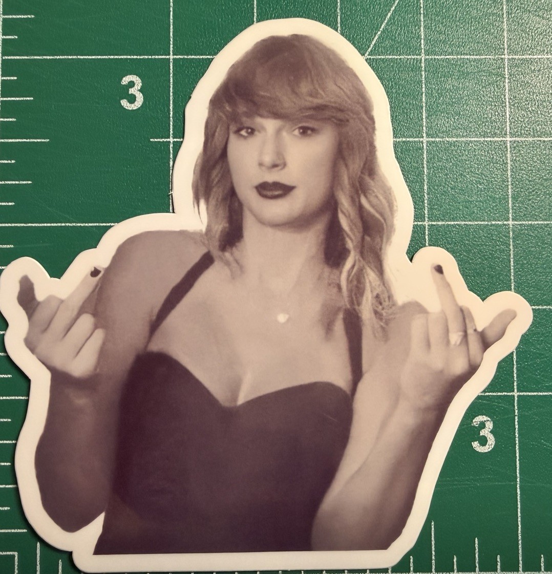 Taylor Swift Middle Finger – Laminated Vinyl Sticker -3"x3"
