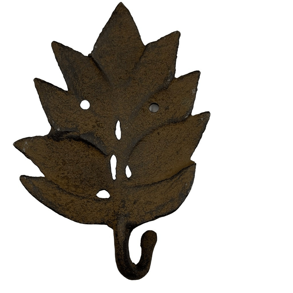 Metal Cast Iron Leaf Wall Hook 6” X 4”