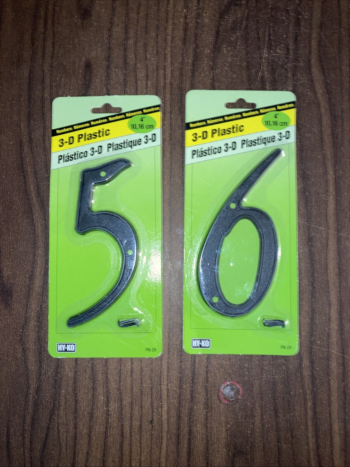 Hy-Ko Black 4” 3-D Plastic House Number 5 And 6 Nails Included
