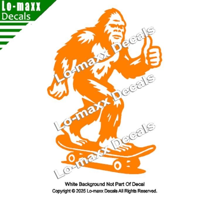 Sasquatch Yeti Skateboard Car Truck Funny Bigfoot Vinyl Sticker Die Cut Decal