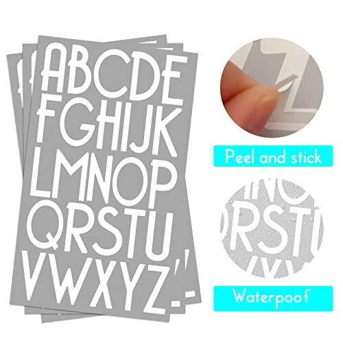 Self-Adhesive Vinyl Alphabet Letters Numbers Kit, Modern 2 inch Pure White