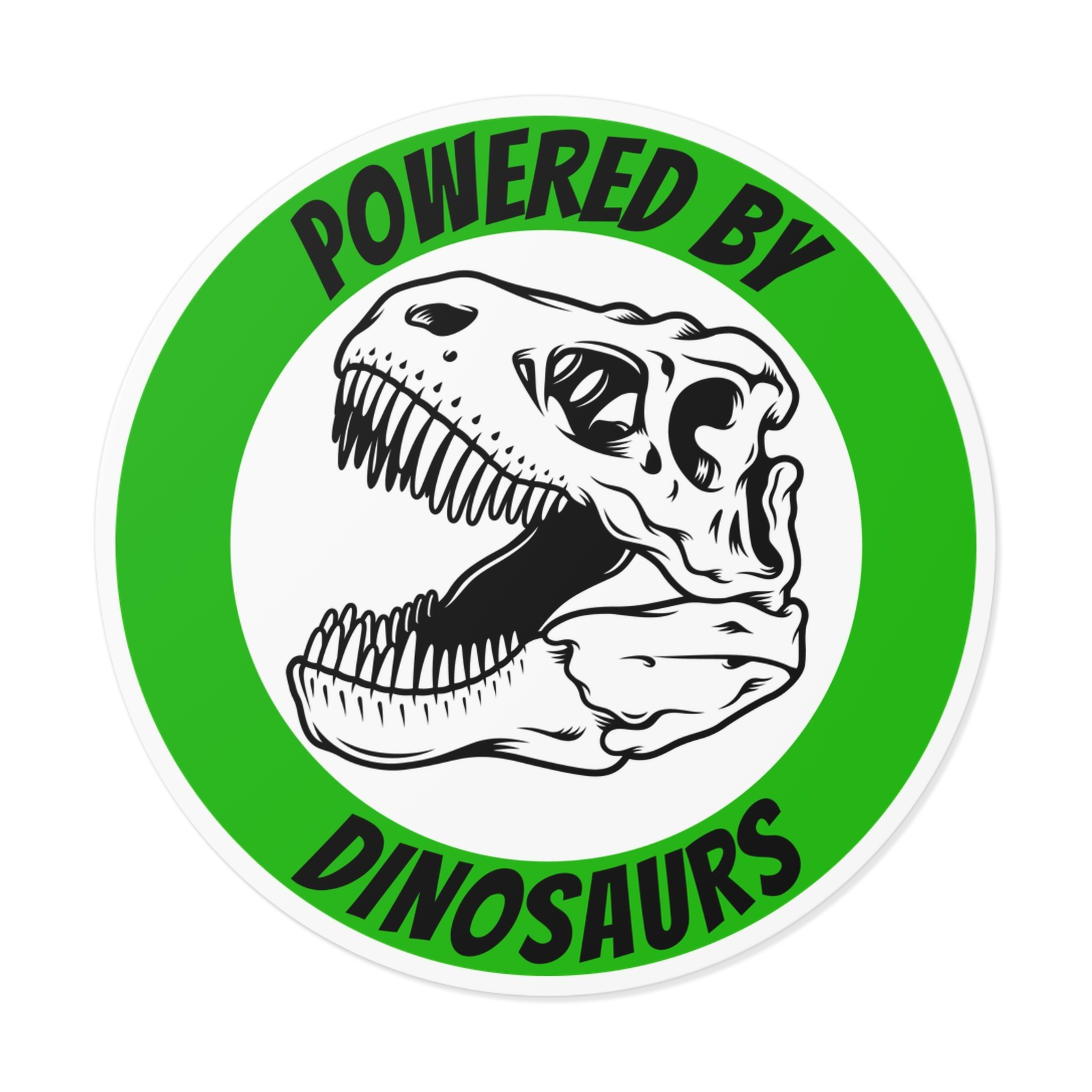 Green Powered by Dinosaurs Vinyl Sticker