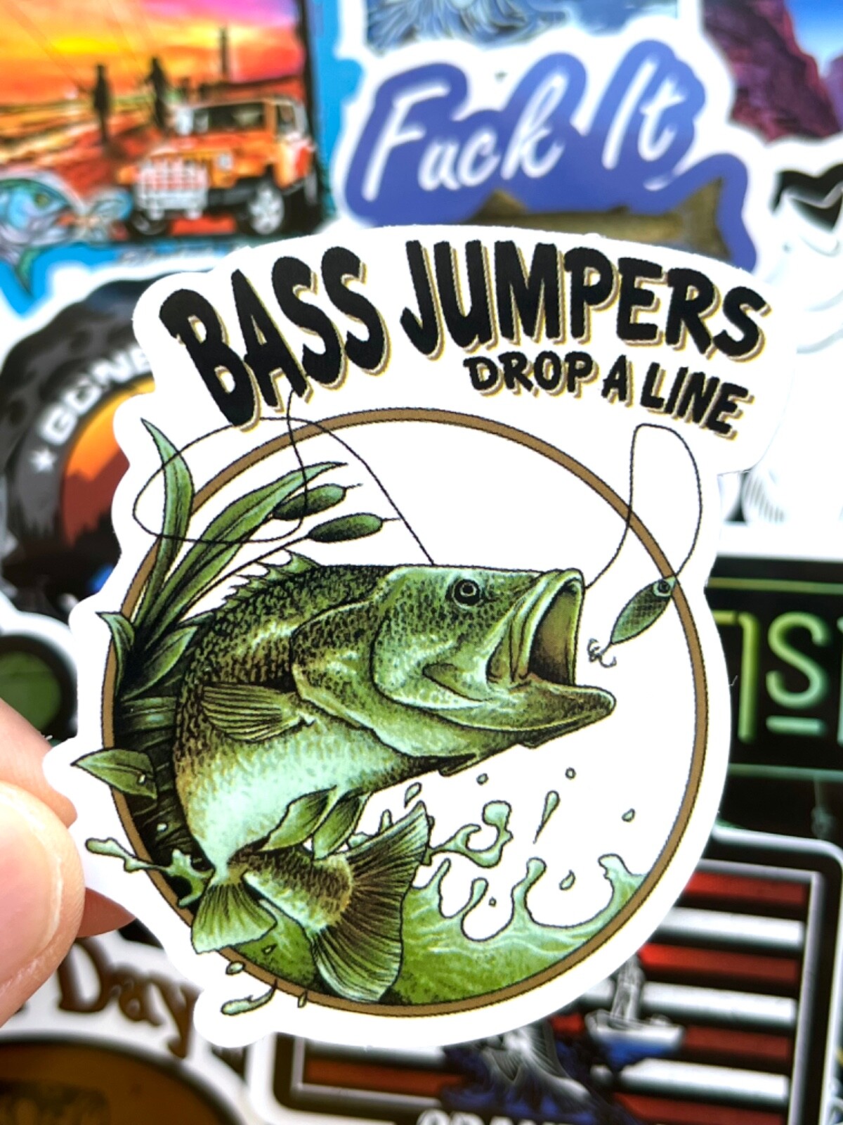 5-50 pcs Fishing Stickers, Cool Boho Boat Lake Phone Kindle Journal Laptop Decal