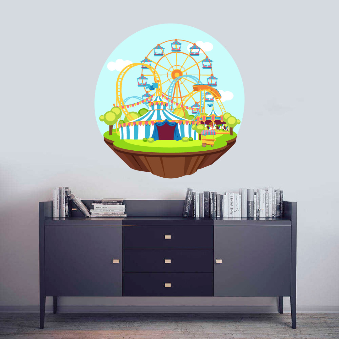 Removable Children's Bedroom Living Room Festival Carnival Rides Vinyl Decor Art