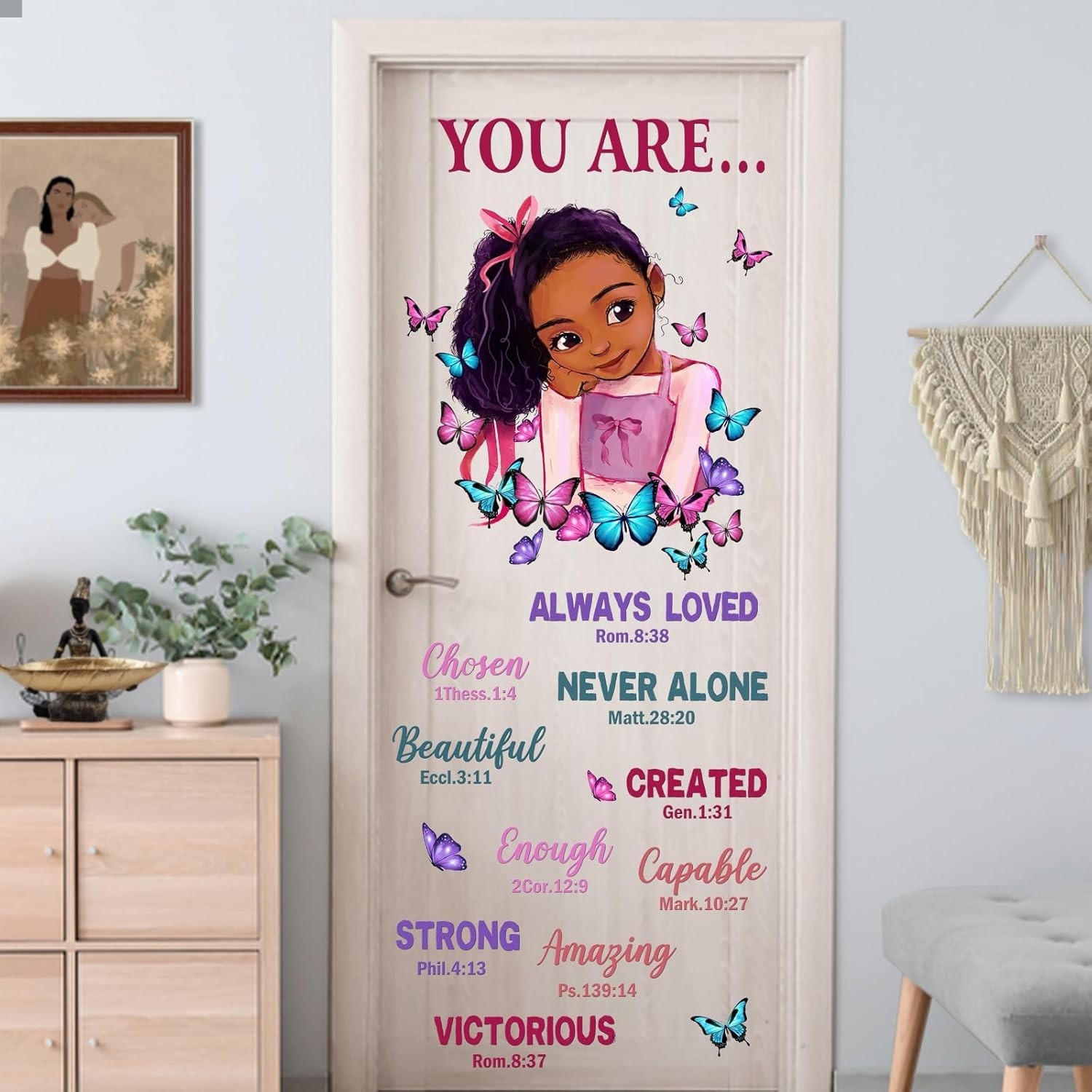 Wall Decals For Playroom/Reading Room. “Black Girl Religious Butterfly”.