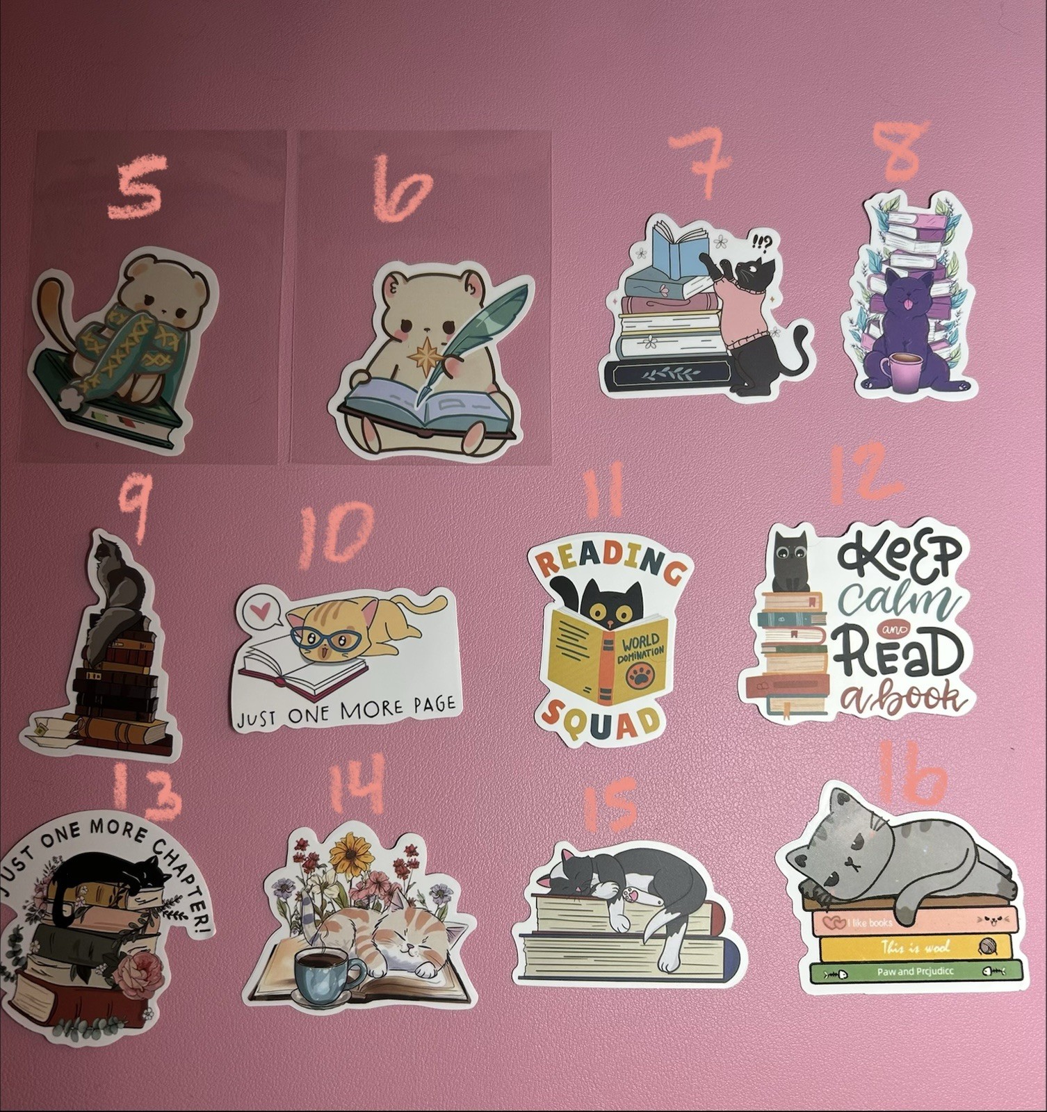 Cats And Animals Reading Books Stickers