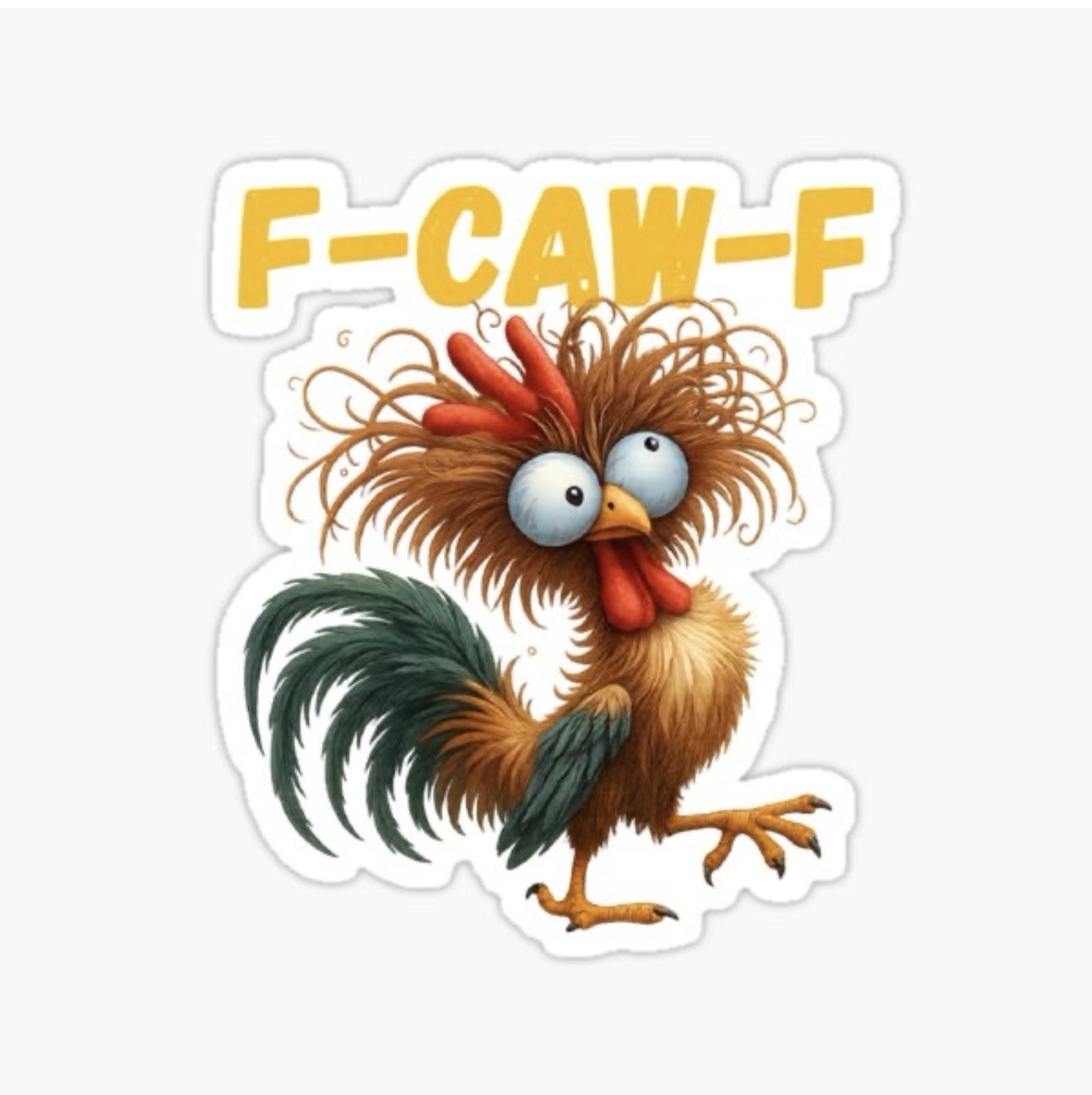 2 PACK – CRAZY CHICKEN F-CAW-F 2” Waterproof Vinyl Sticker Decal F OFF Set Lot