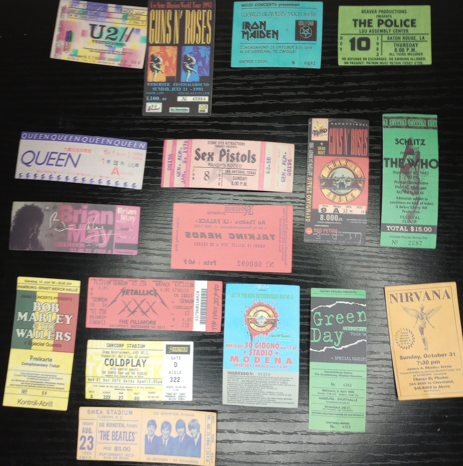 Classic Rock Band Ticket Stickers 43 Pcs