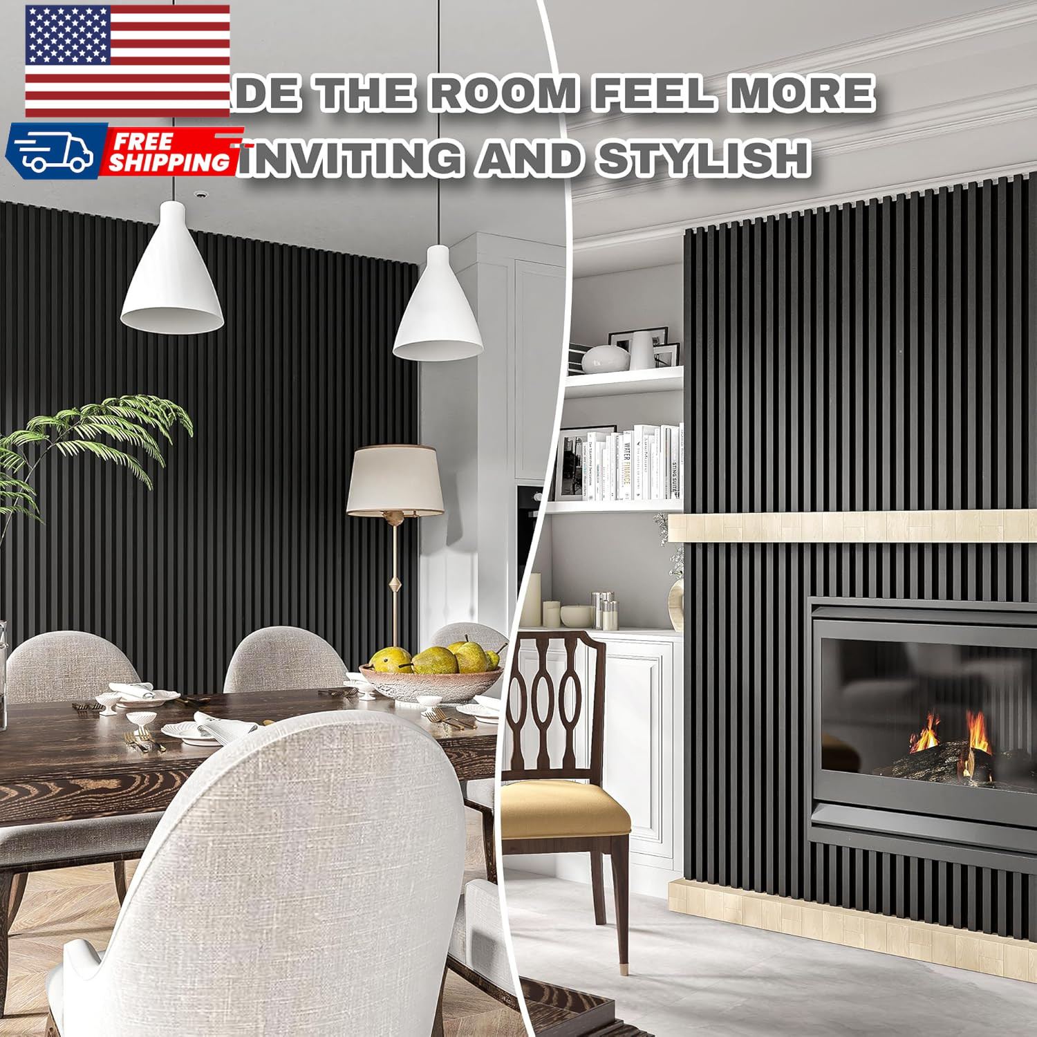 Black Wall Panels for Interior Walldecor Accent Wallpanels for Bedroom Livingroo