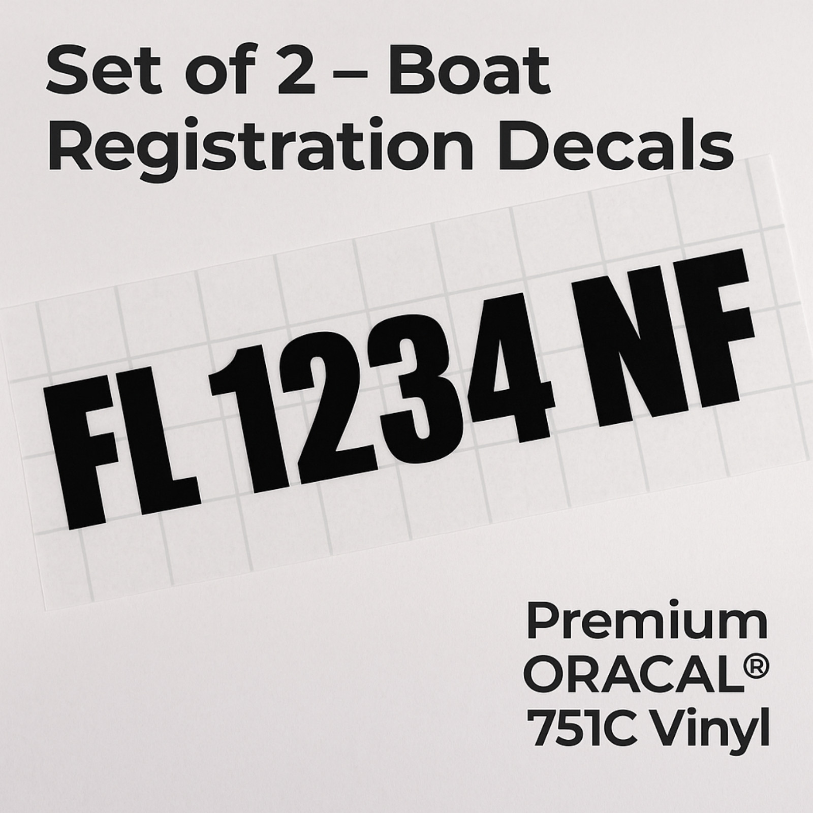 Boat Registration Numbers Decals – Custom ORACAL 751C Vinyl – Right & Left Set
