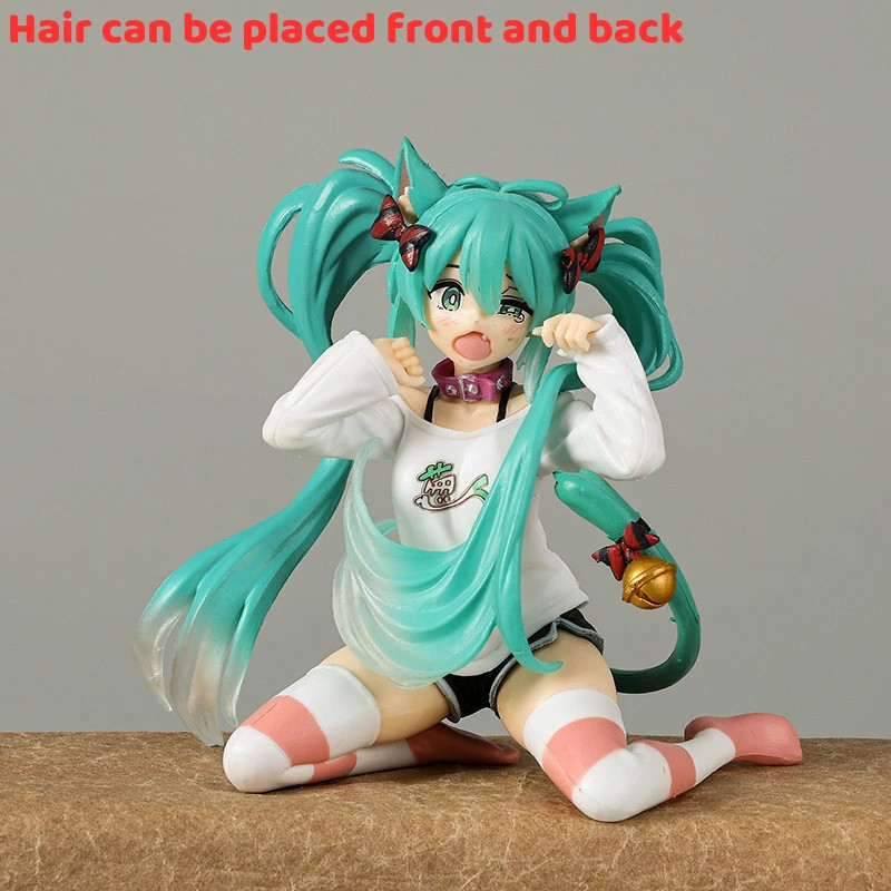 Kawaii Hatsune Miku Anime Figure Toys 11cm Neko T-Shirt Ver. PVC Action Figurine