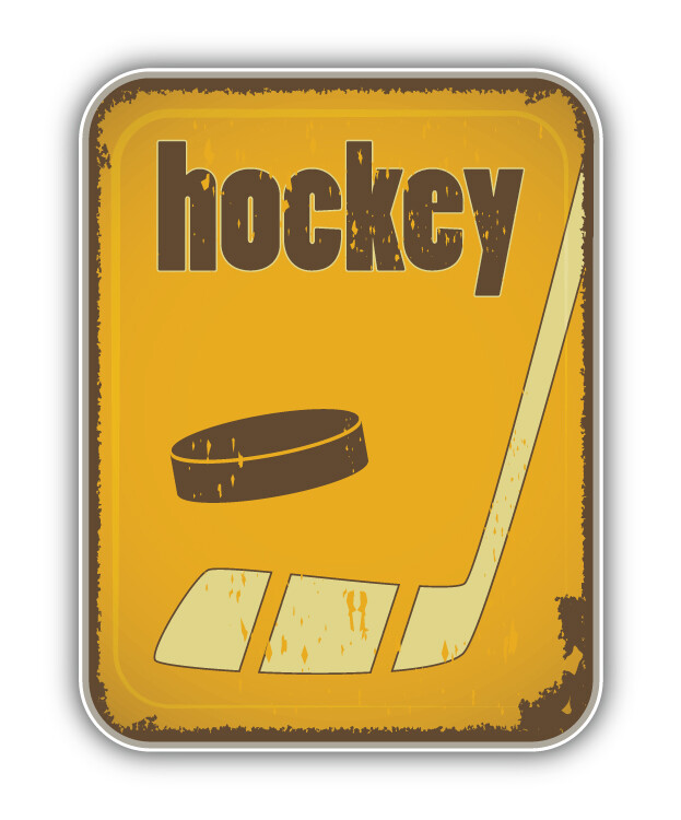 Hockey Retro Sport Label Car Bumper Sticker Decal