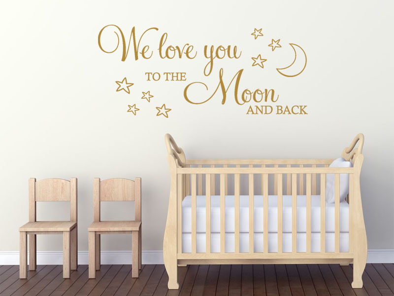 Childs Wall Quote "We Love You To The Moon And Back" Wall Art Sticker, Decal