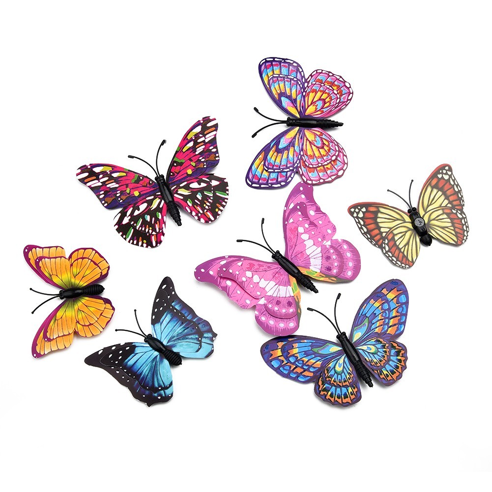 12Pcs – 3D/Luminous Butterfly Wall Stickers Double Layer Decals Home Art/ Decor