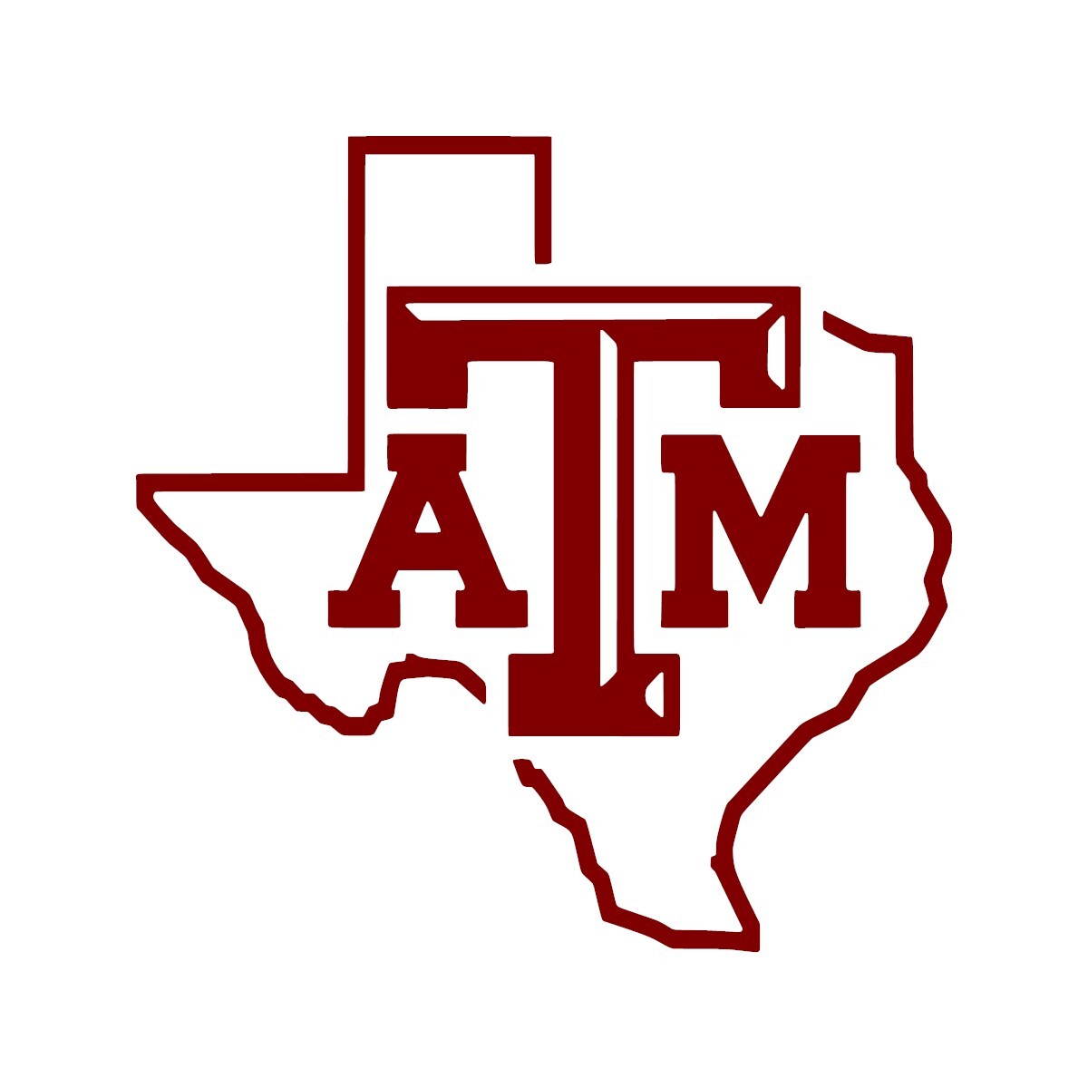 Texas A&M "State Outline" Vinyl Decal Sticker for Car Truck Laptop Cup Window