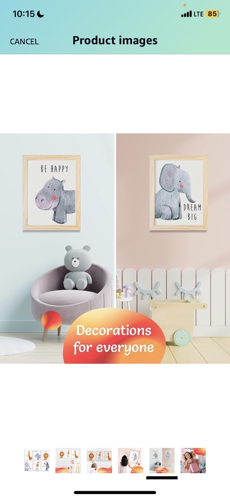 6 Pc Jungle Safari Nursery Bedroom Wall Art Posters Decor Boy Girl Unisex Animal