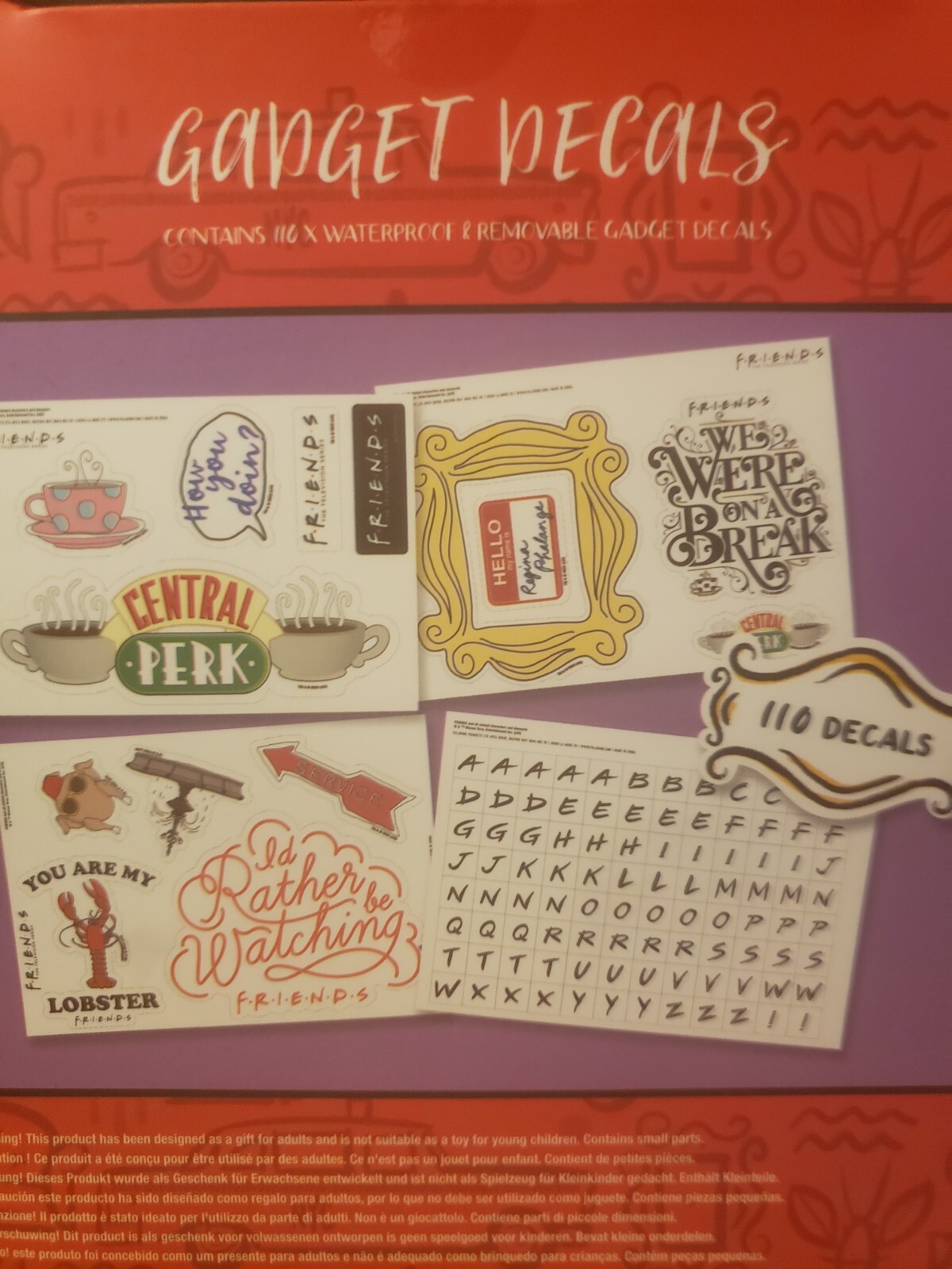 FRIENDS Decals 110 Waterproof & Removable Gadget Device Locker Decals Paladone
