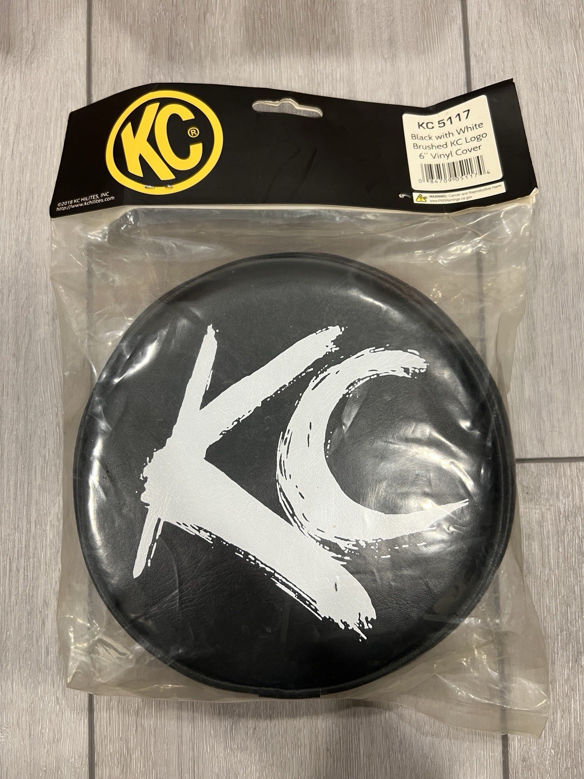 KC HiLiTES 5117 6" Round Black Vinyl Light Cover w/ White Brushed KC Logo SEALED