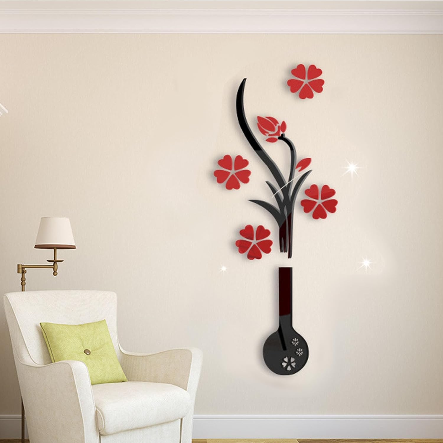 3D Red Flower Home Wall Decor for Living Room Bathroom and Hallway 3D Wall St…