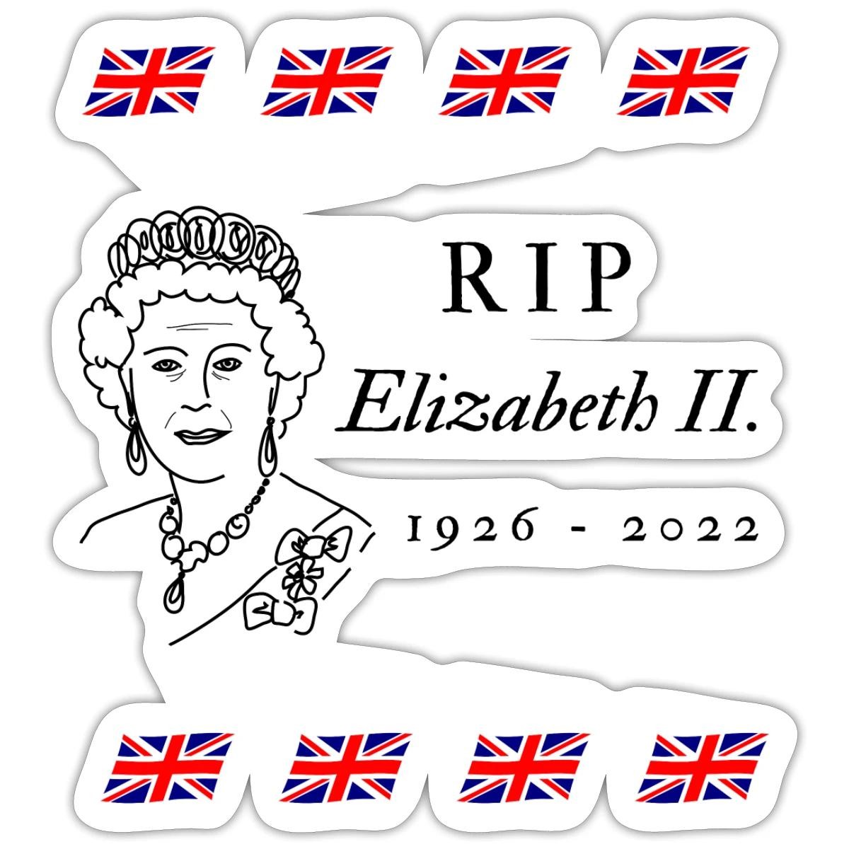 RIP Queen Elizabeth II 1926 – 2022 Sticker, max. 4 x 4"