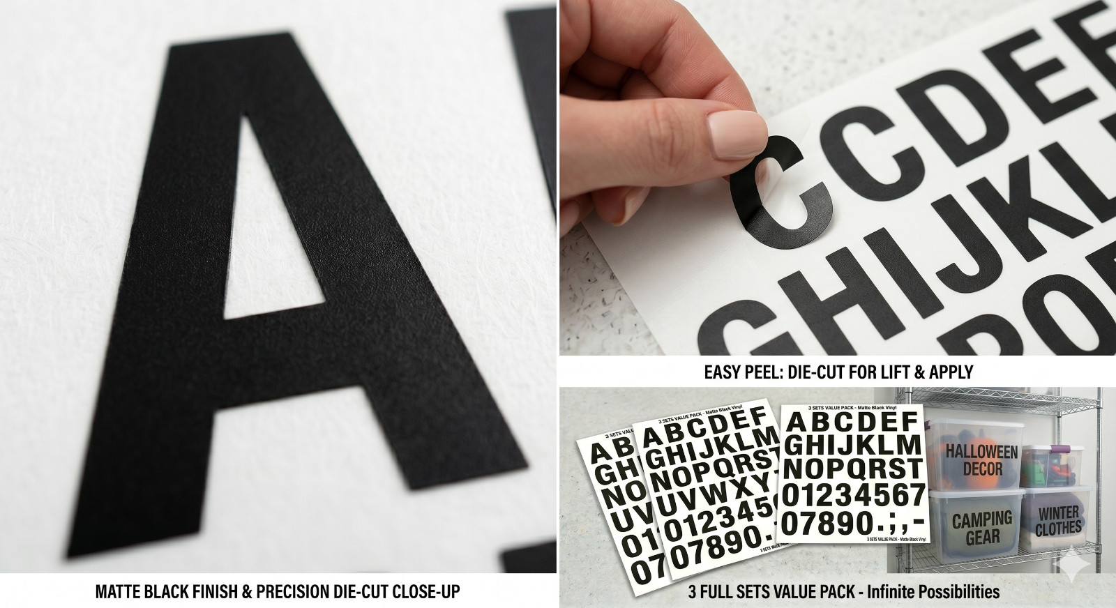 3 Sets Alphabet Letter Decals Sticker Window Door Wall Car mail box