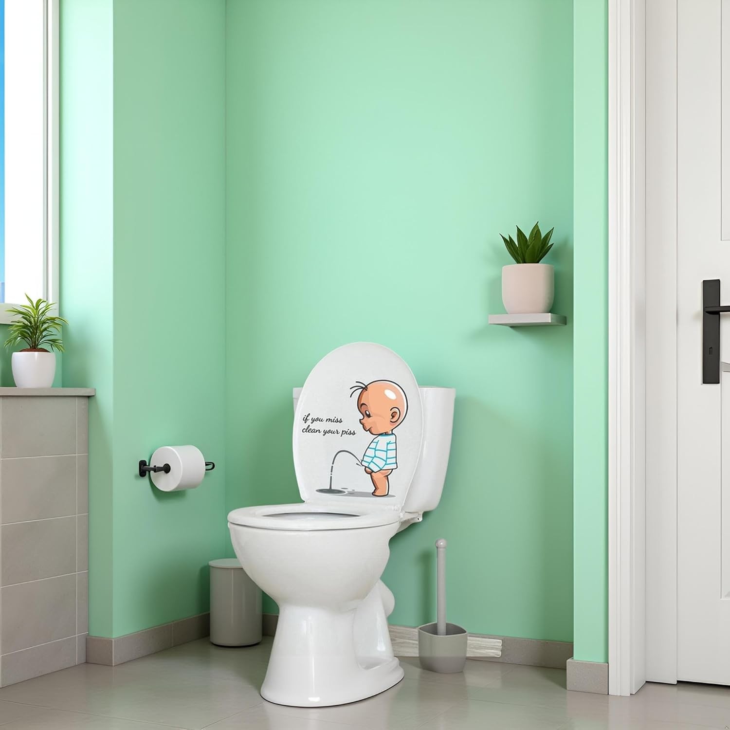 If You Miss,Clean Your Piss Toilet Sticker, Funny Seat Sticker Bathroom Wall Dec