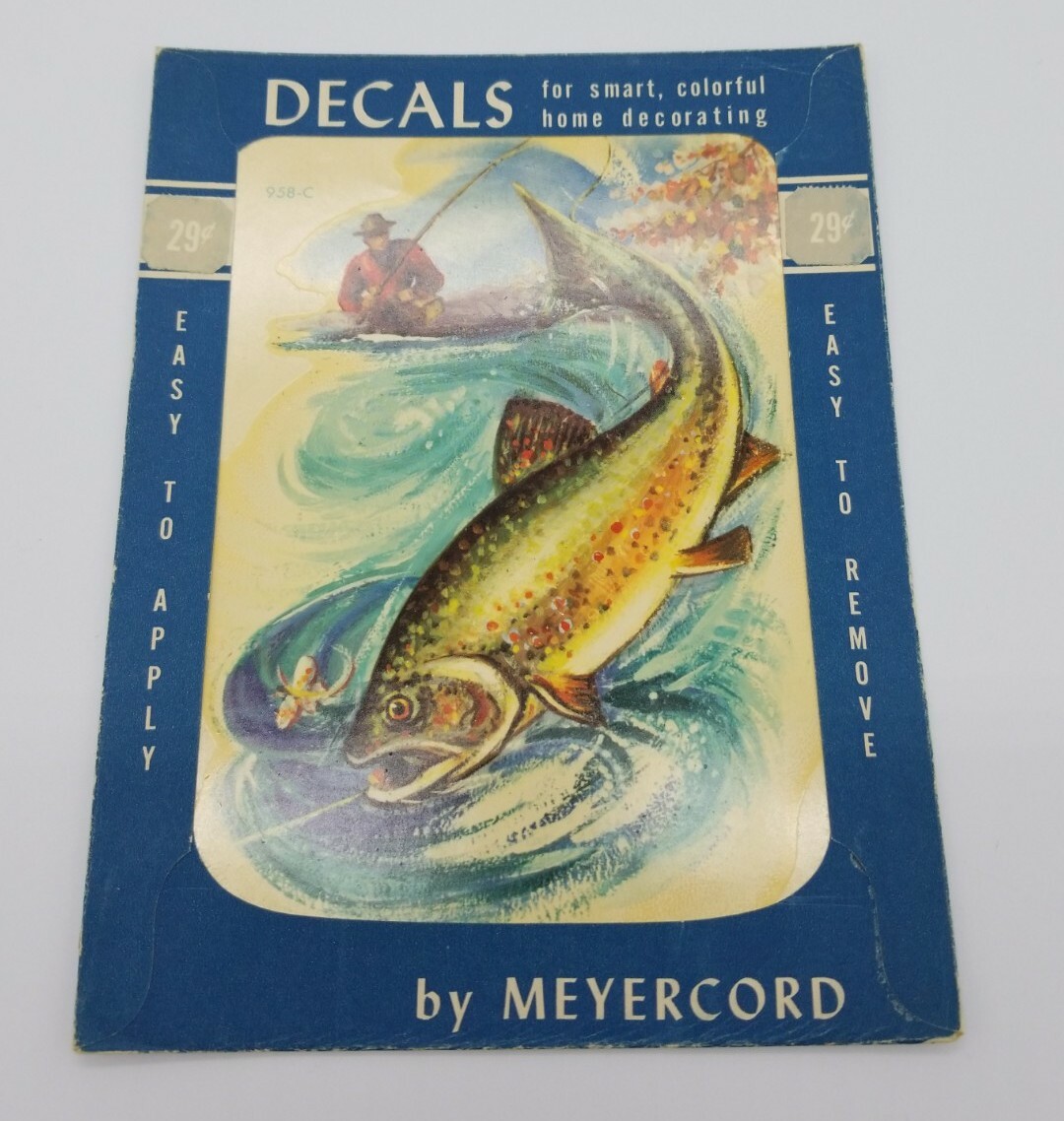 Meyercord Decals Rainbow Trout Fishing Design # 958-C Vintage Dead Stock 1950's