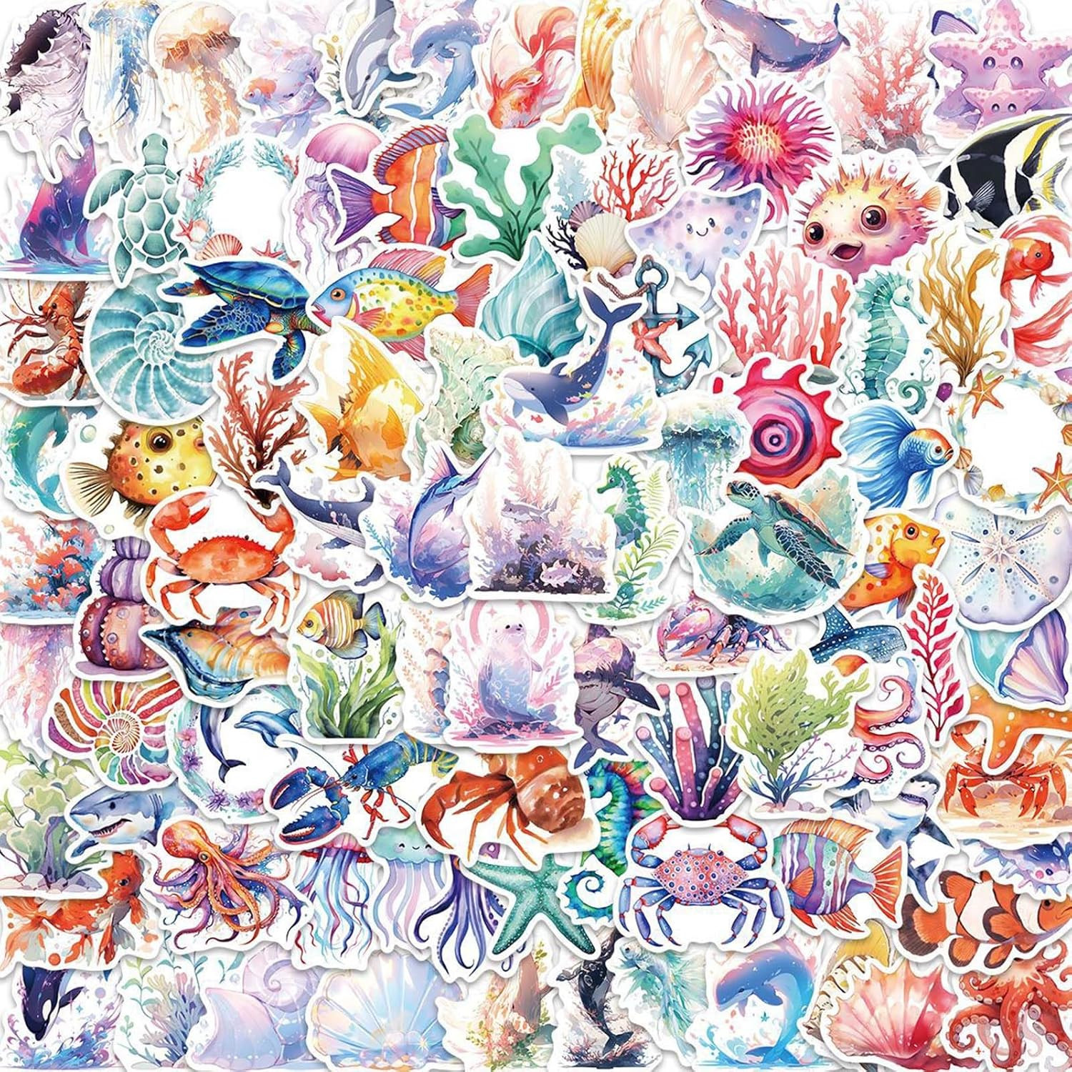 100PCS Ocean Animal Stickers for Kids Adults, Aesthetic Waterproof under the Sea
