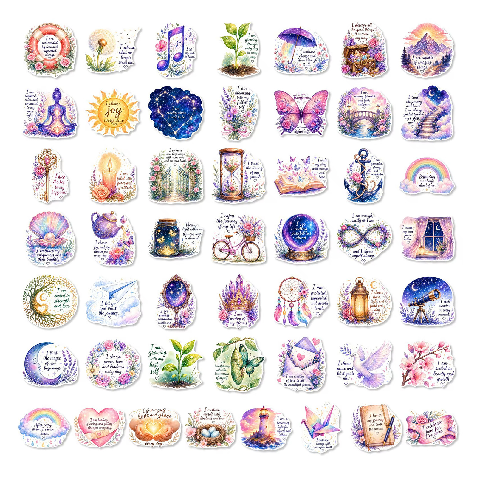 50 PCS Positive Affirmation Sticker Pack Inspirational Quotes Self Love Wellness