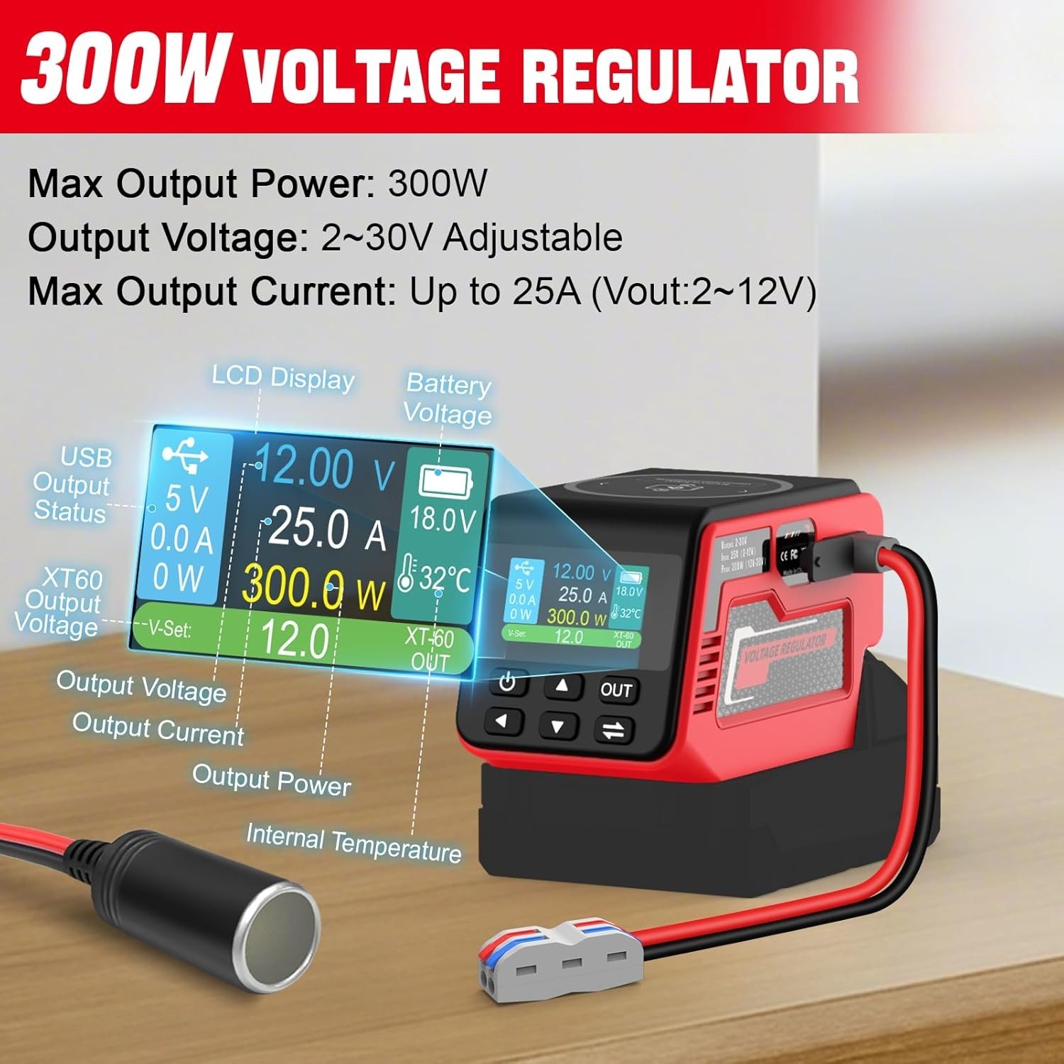 Voltage Regulator Compatible with Milwaukee 18V Battery Wireless Adjustable
