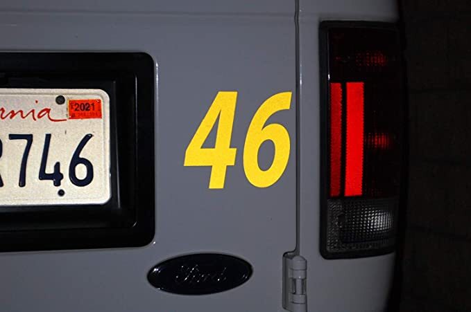 0-9 Reflective Numbers Yellow Sticker Vinyl Decal pick 1"-12" Set Of 20 (RV1-2)