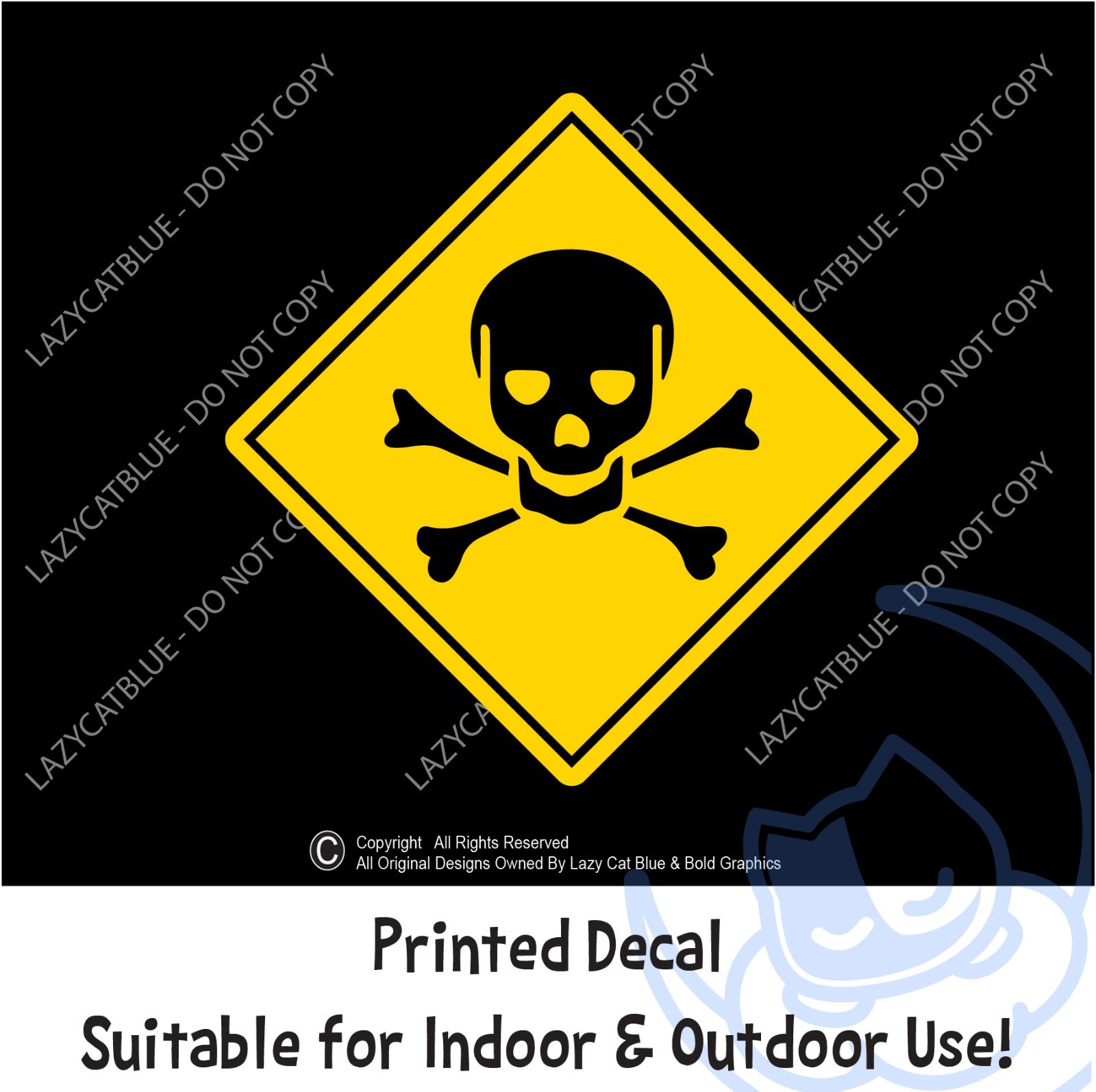Danger Skull Decal Sticker Crossbones Warning Caution Shop Safety Attention Look
