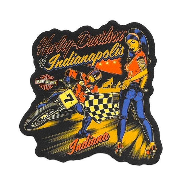 Harley Davidson of Indianapolis Indiana Flat Track Pinup Vinyl Sticker Biker