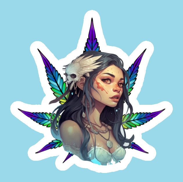 Native American Stoner Weed Smoker Sticker Vinyl Laptop Indigenous Art
